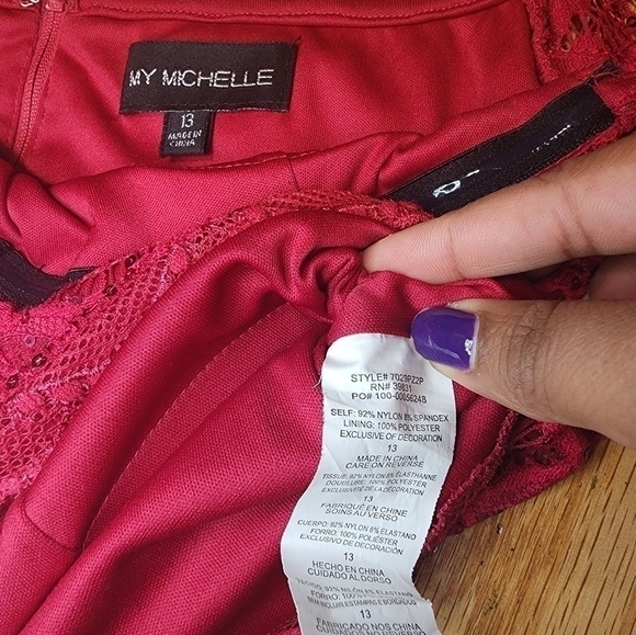 MY Michelle Red Lace Sequin Crop Top 13 - Picture 7 of 13